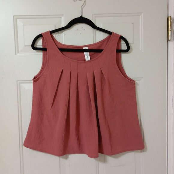 B Set Pants Elastic Waist Wide Leg & Top Sleeveless Pleated Medium Womens. - Picture 4 of 13